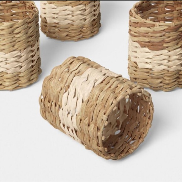 4 Pack THRESHOLD Woven Seagrass Napkin Ring Rustic Farmhouse Natural Table Decor - Picture 3 of 3